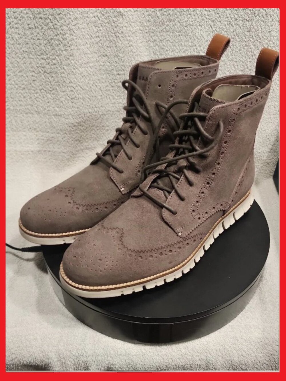 Cole Haan Men’s Zerogrand Wingtip Boot Tonal Rock Suede